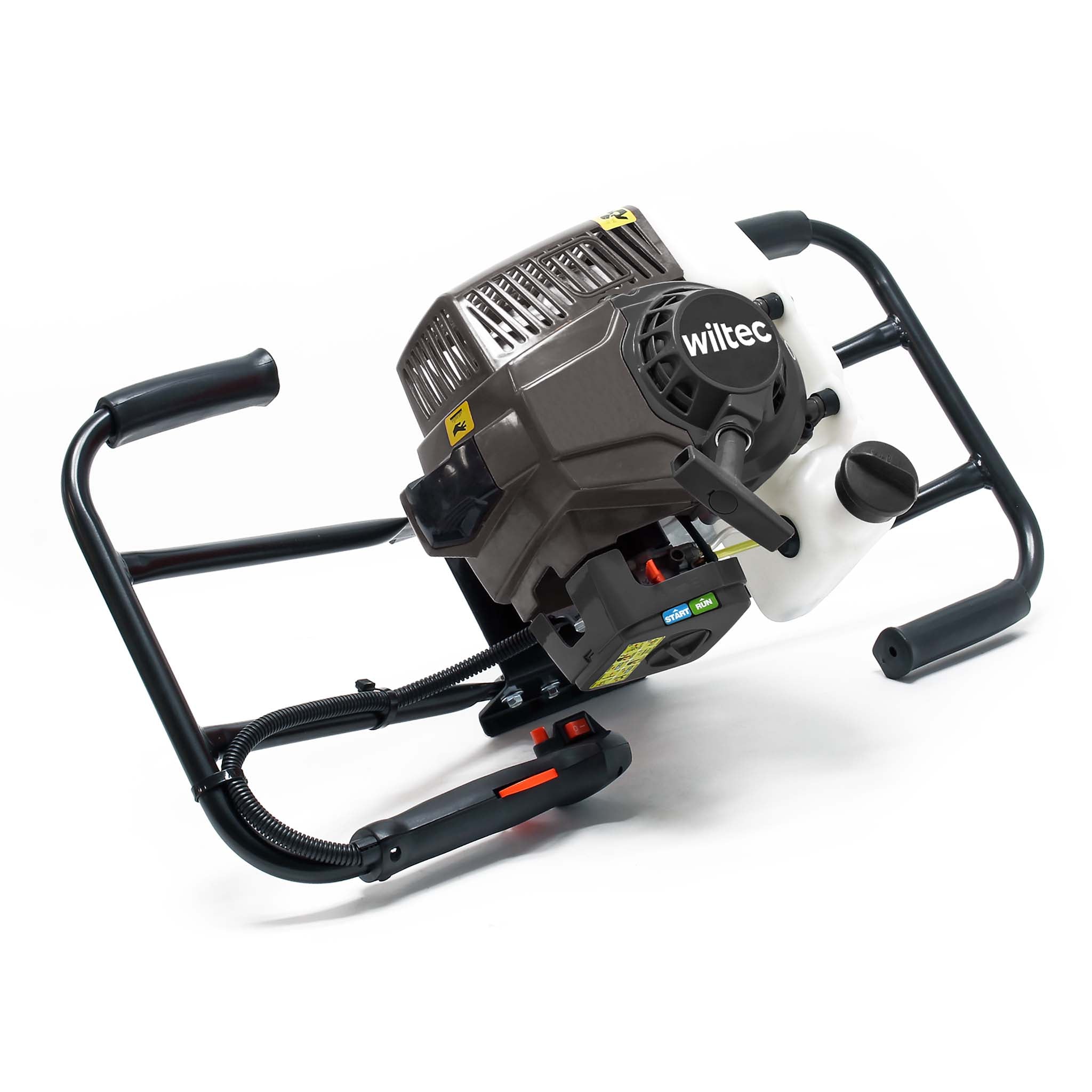 Mototrivella a benzina, motore a 2 tempi di 3 CV e punte elicoidali Ø100mm, 150mm e 200mm, uso 2 persone