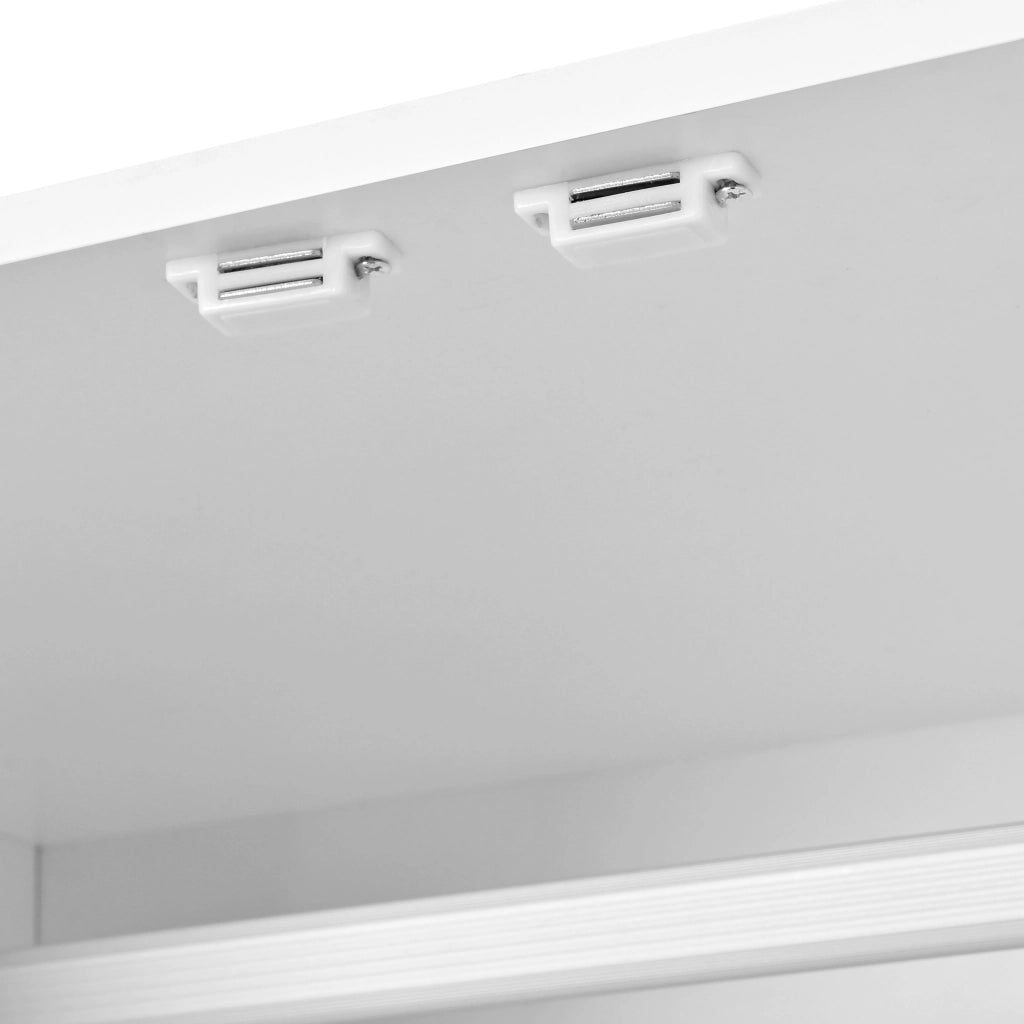 Armadio con 2 ante, cassetto in rattan e asta appendiabiti, per camera da letto e soggiorno, bianco, 80 × 48 × 175 cm