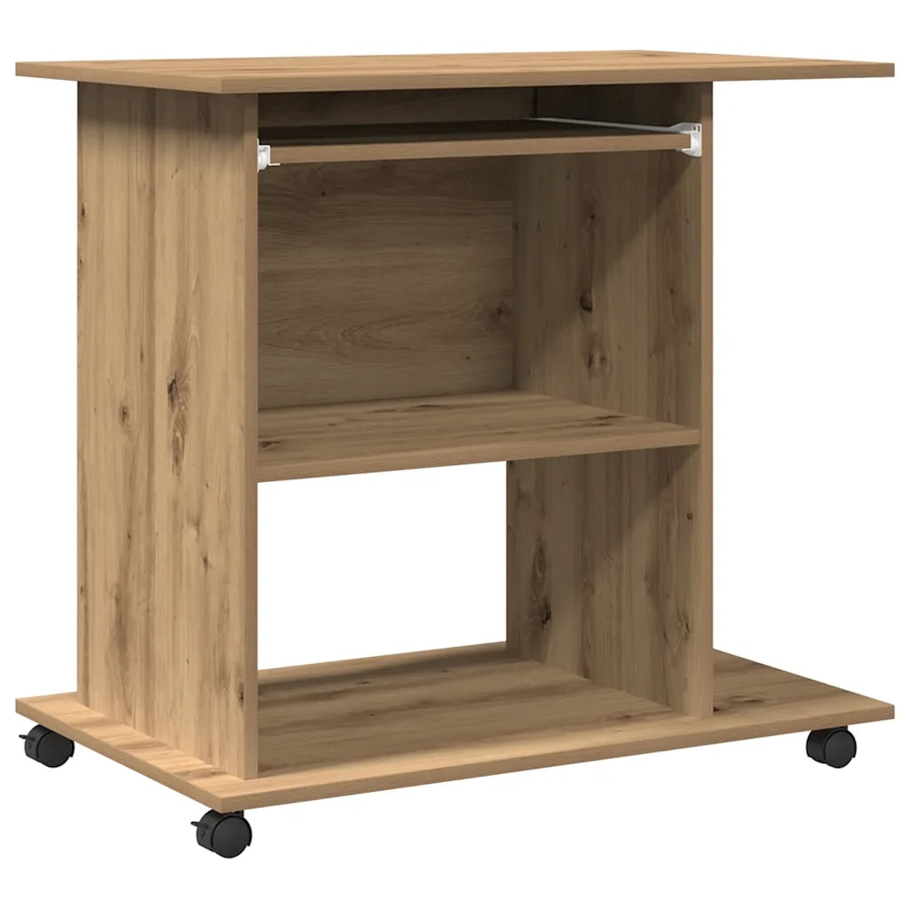 Scrivania Computer Rovere Artigianale Legno Multistrato