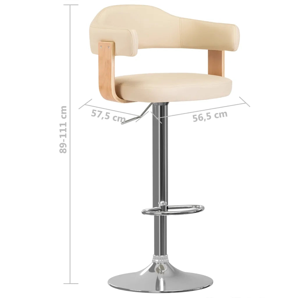 Sgabelli da Bar 2 pz Crema in Legno Curvo e Similpelle 327337