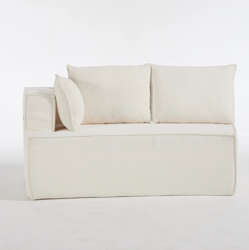 Divano modulare curvo dal design moderno in velluto bianco per soggiorno