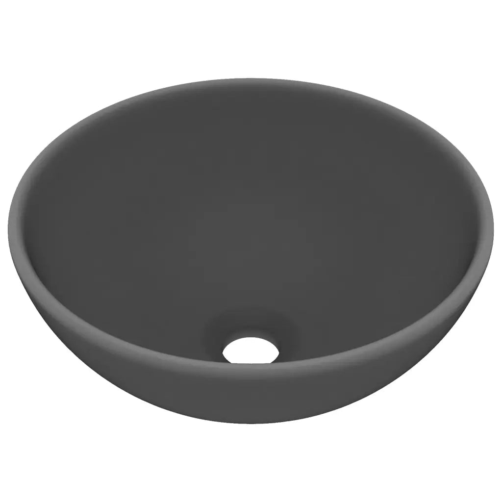 Lavandino Lusso Rotondo Grigio Scuro Opaco 32,5x14 cm Ceramica cod mxl 52309