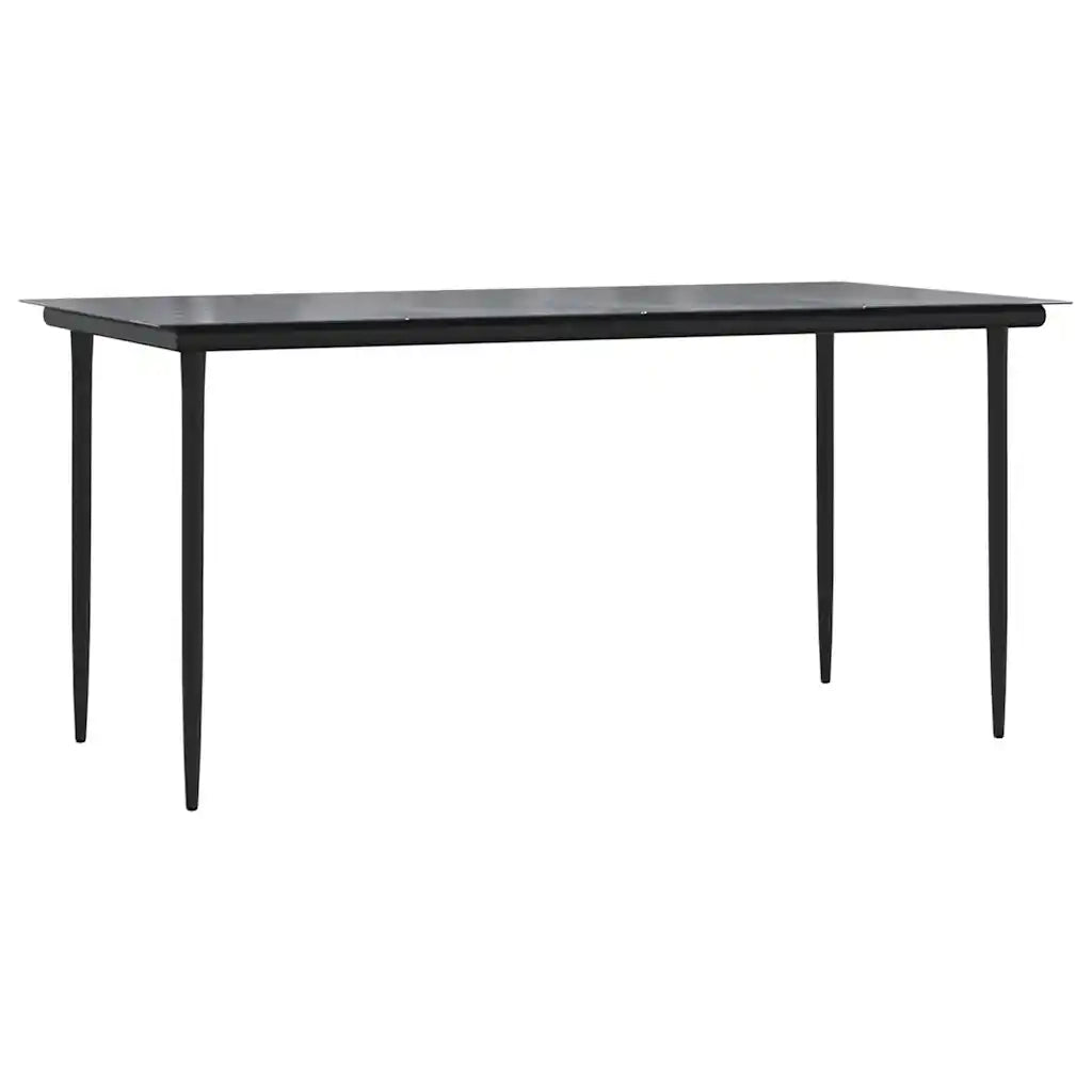 Set Pranzo da Giardino 7 pz Nero Polyrattan Vetro 3334440