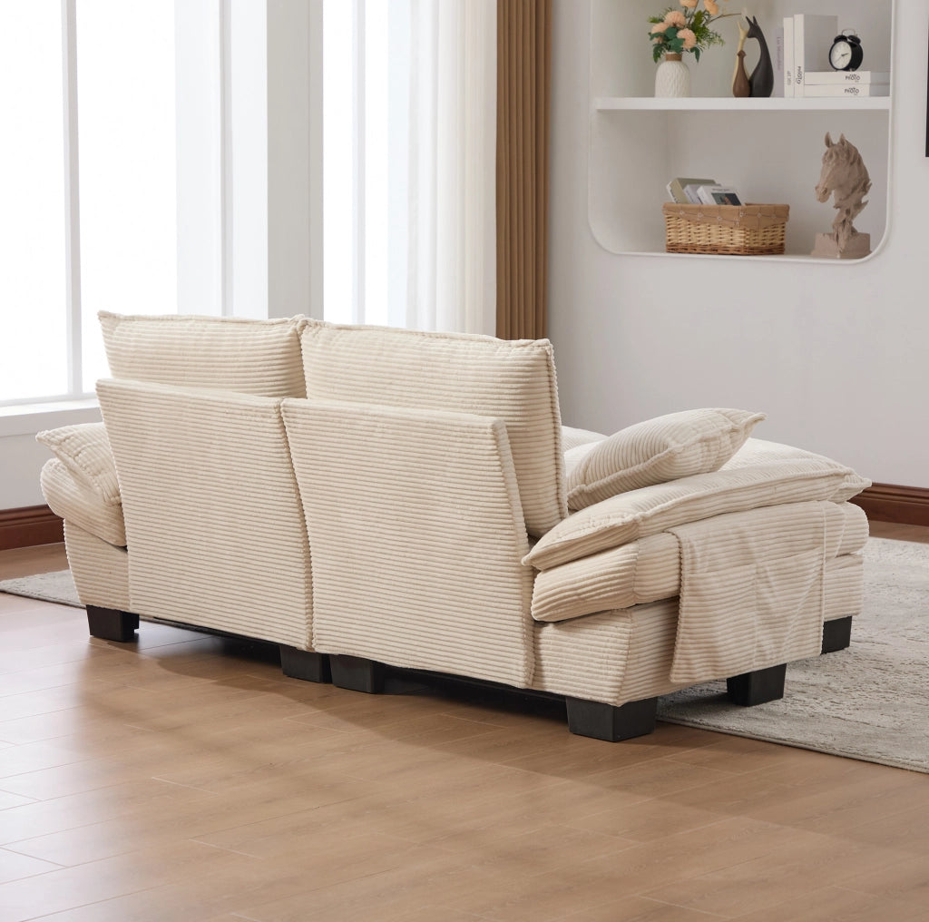 Divano 190x73x84 cm beige – 2 posti modulare con USB-C, tessuto corduroy