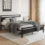 Struttura letto 140x200 cm in metallo e MDF con testiera, rete e spazio sottoletto