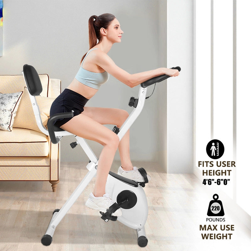Cyclette pieghevole , resistenza magnetica a 8 livelli, sedile regolabile, con volano magnetico da 2,5 kg, silenziosa e liscia