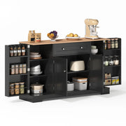 Credenza 138x40x85 cm Nera con Cassetto; Armadietti; Ripiani Regolabili e Portaoggetti sulle Ante