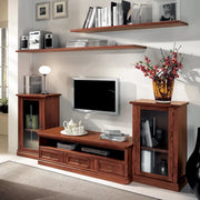 Parete attrezzata classica in legno noce 248x36/55 - Mobili 2G