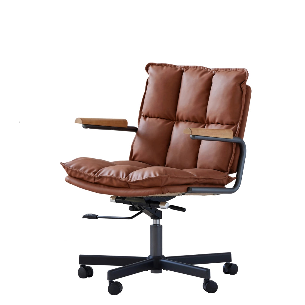 Sedia da ufficio ergonomica in similpelle marrone