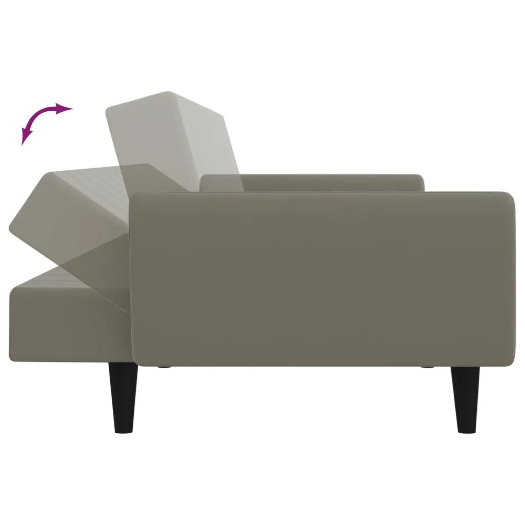 Divano Letto a 2 Posti Grigio Chiaro in Velluto 375858