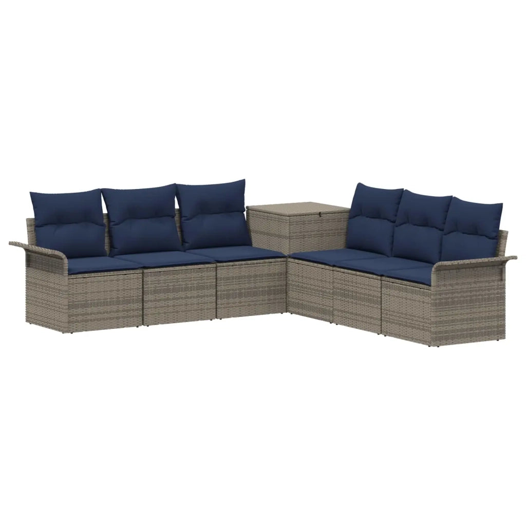 Set di divani 7 pz Grigio e Blu Navy Rattan sintetico e Acciaio 3448665