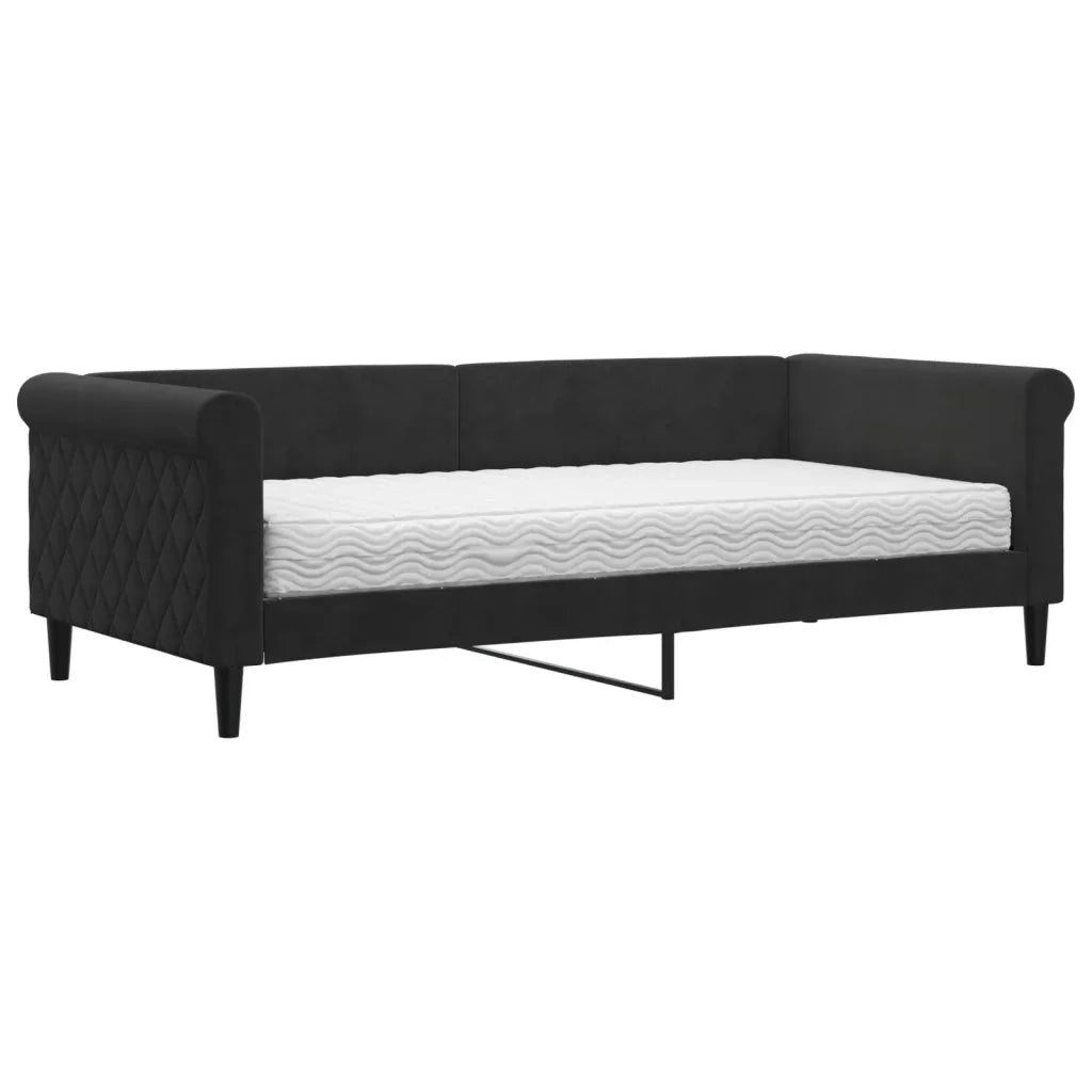 Divano letto | Sof¨¤ letto | Letto singolo con Materasso Nero 90x190 cm in Velluto