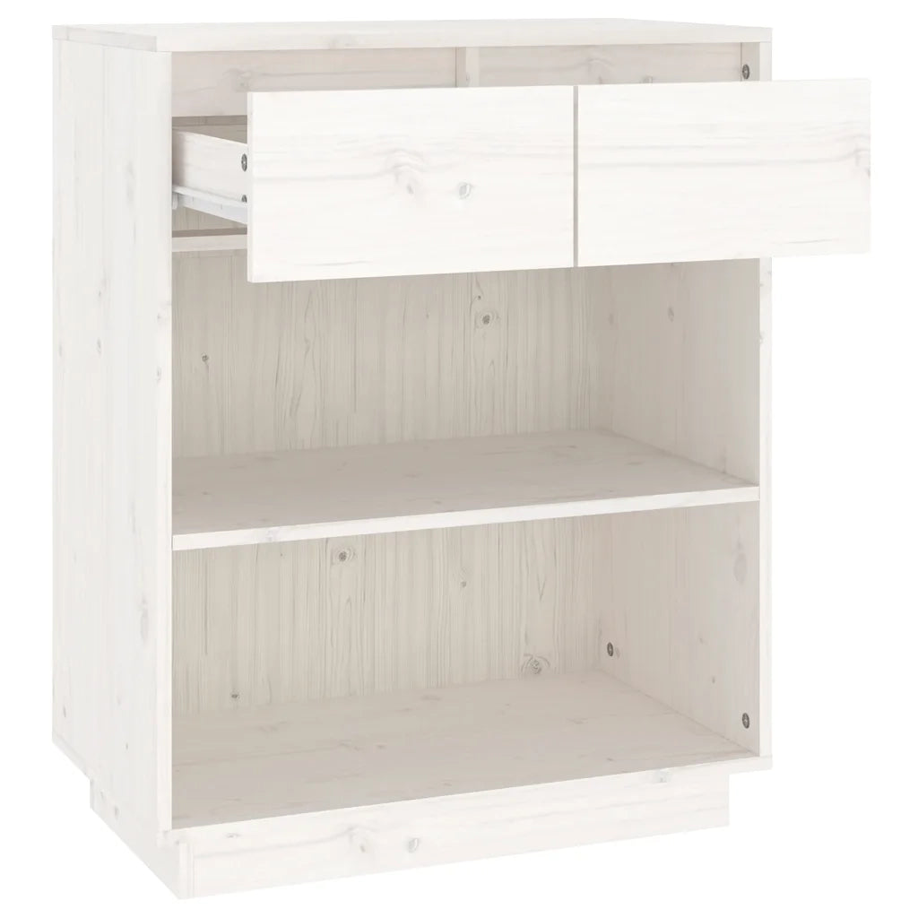 Mobile Consolle Bianco 60x34x75 cm in Legno Massello di Pino 813835