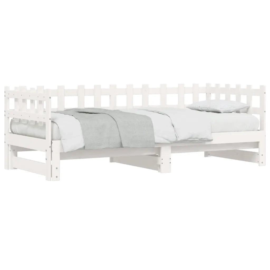 Dormeuse Estraibile Bianca 2x(90x200) cm Legno Massello di Pino 840389