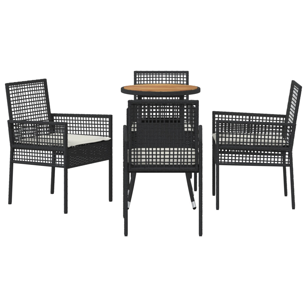 Set da pranzo da giardino 5 pezzi in Polyrattan Nero