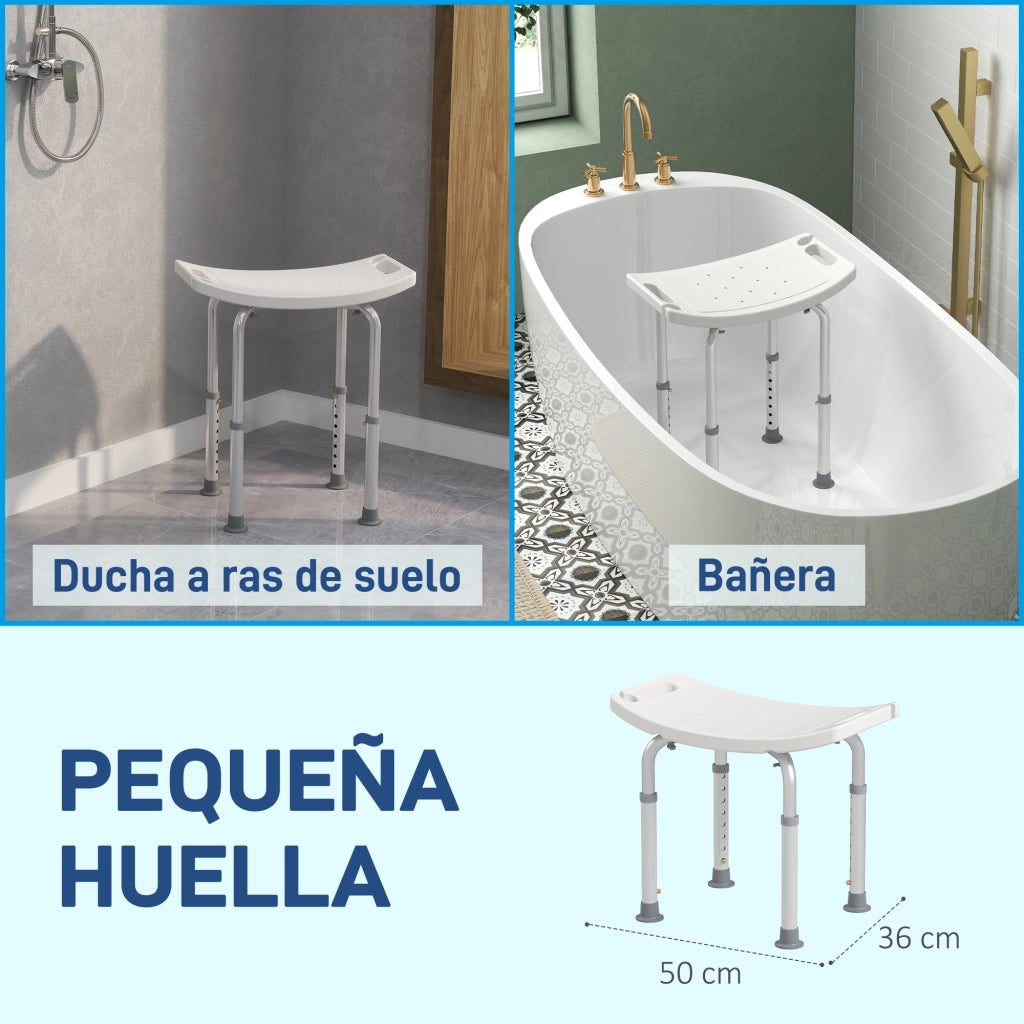 Sgabello da Doccia Regolabile Antiscivolo ¨C Zephmum ¨C Bianco Alluminio