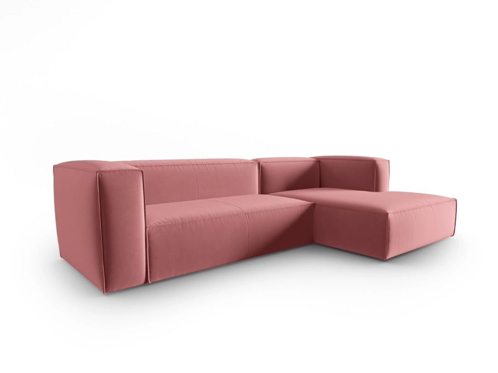 Cosmopolitan Design - Divano angolare destro "Mackay" 4 posti in velluto salmone 