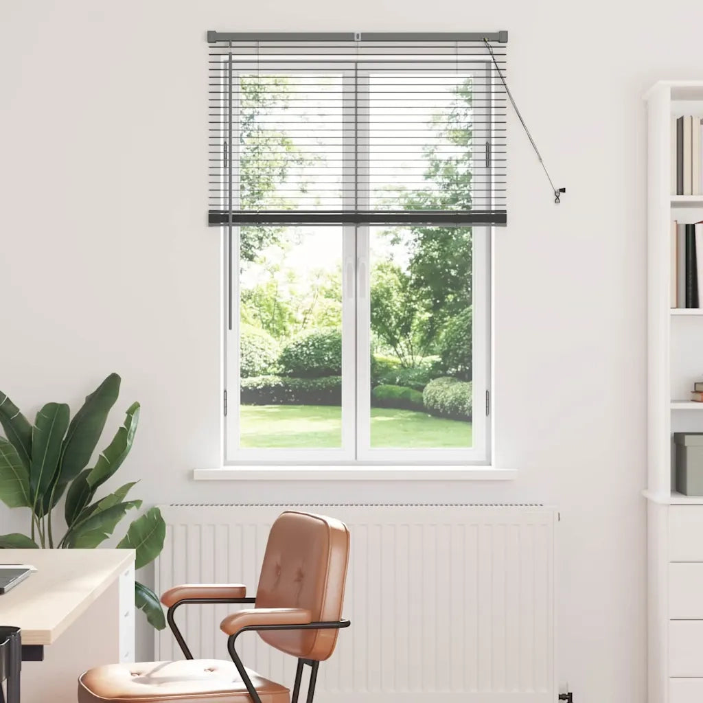 Tendaggi a Veneziana | Tenda a lamelle Grigio scuro 130 x 90 cm Alluminio