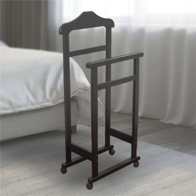 INDOSSATORE APPENDIABITI DA CAMERA IN LEGNO DI FAGGIO NERO 44 X 25 X 98 H