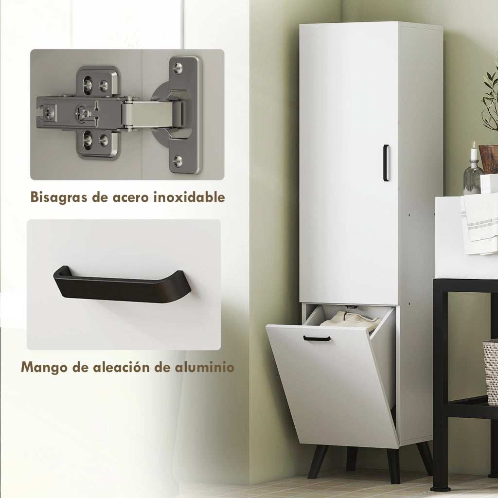 Armadietto Bagno Alto con Ante e Ripiani ¨C Zephmum ¨C 35x31,5x144 cm Bianco