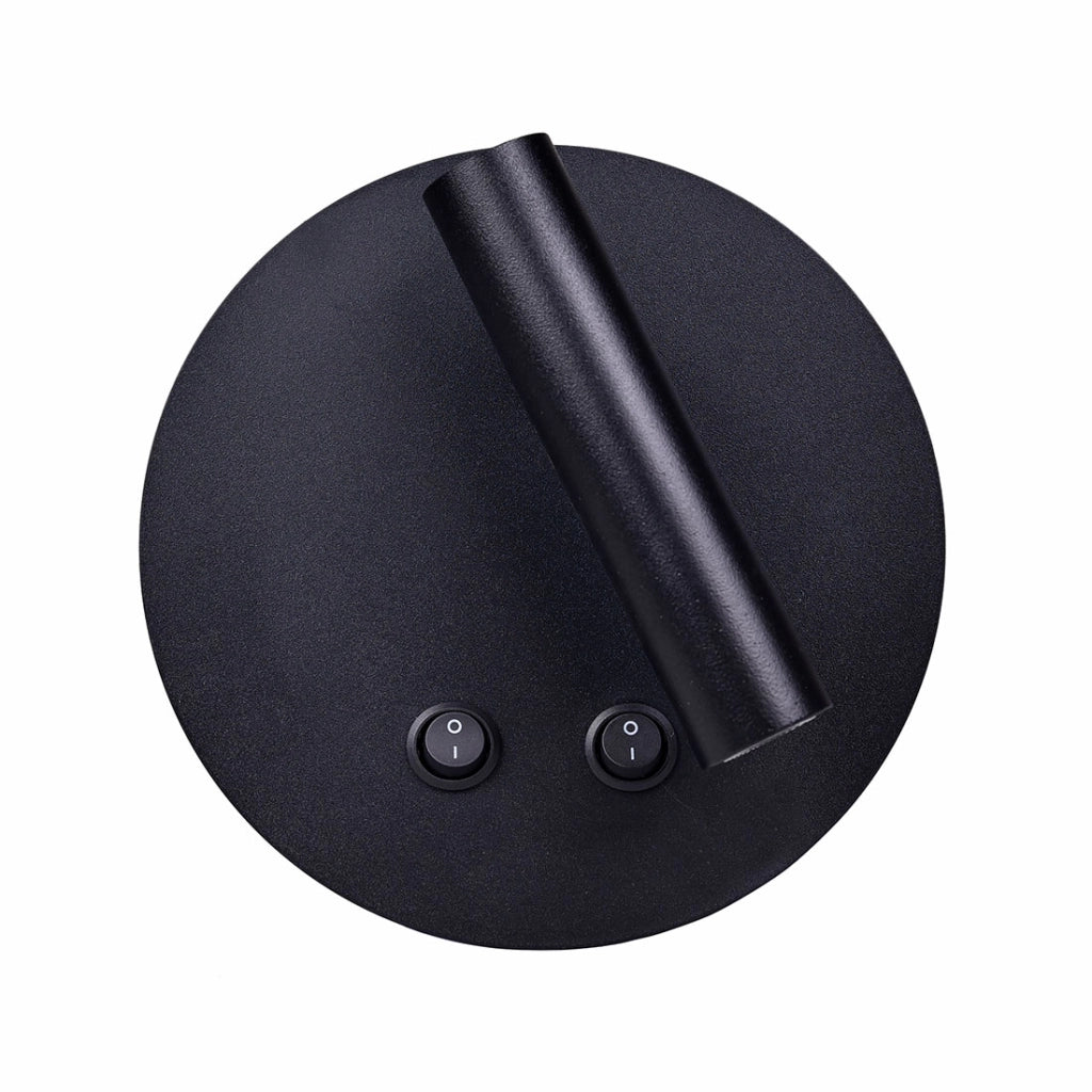 APPLIQUE LED 8W PER INTERNI CON DOPPIA EMISSIONE LUMINOSA A LUCE CALDA - DESIGN MODERNO NERO TONDO IN ALLUMINIO ILLUMINAZIONE D'AMBIENTE IDEALE PER SALOTTI CAMERE DA LETTO E SPAZI DOMESTICI MODERNI