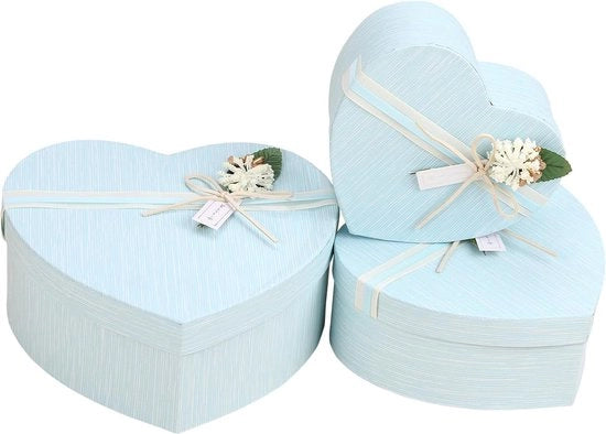Scatola di regalo blu con nastro, Ø 21,5 cm esterno, set 3 pezzi in diverse misure - scatola di regalo con coperchio per regali di compleanno