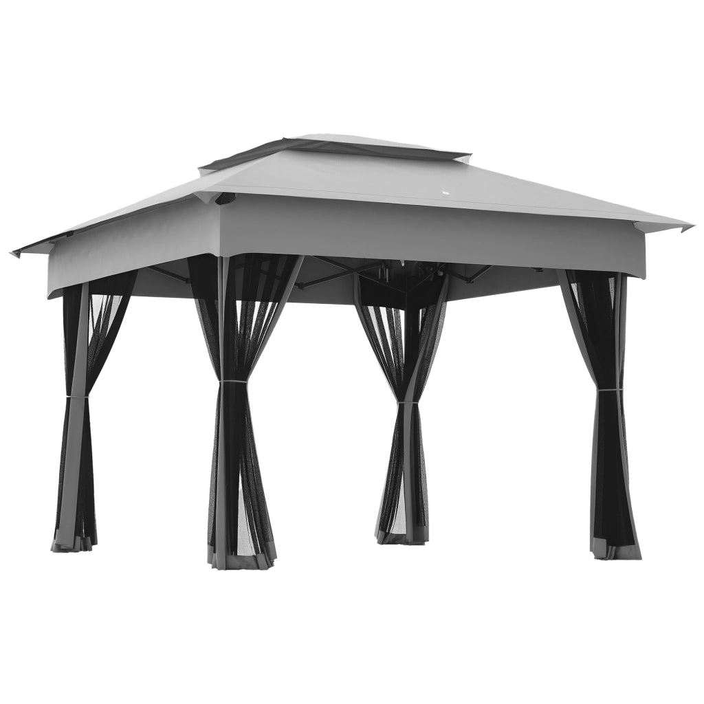 Gazebo Pieghevole 3.3x3.3 m con Pareti Laterali ¨C zephmum ¨C Grigio Chiaro