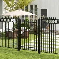 Cancelletto di Sicurezza con Serratura, 3 Chiavi e 2 Paletti, in Acciaio Zincato, 107x204 cm, Nero
