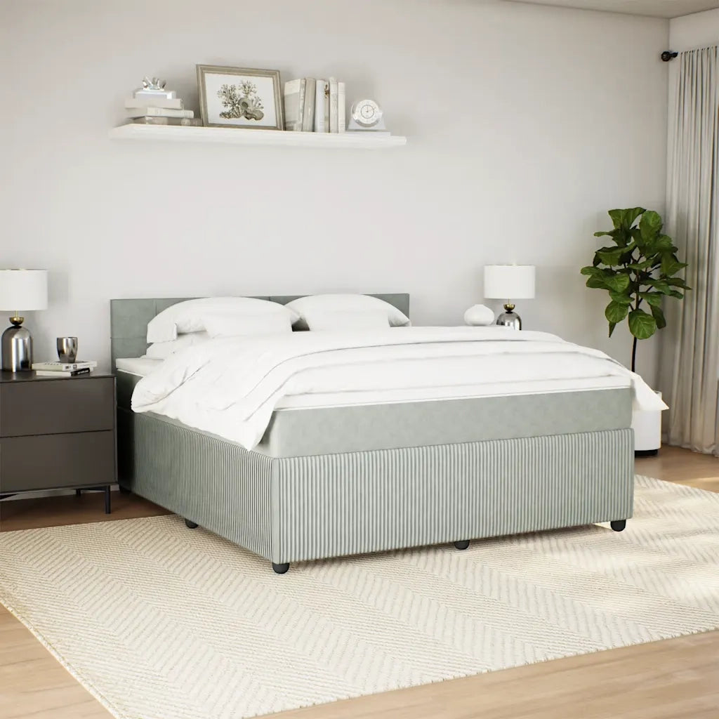 Giroletto a Molle con Materasso Grigio Chiaro 180x200cm Velluto 3290106