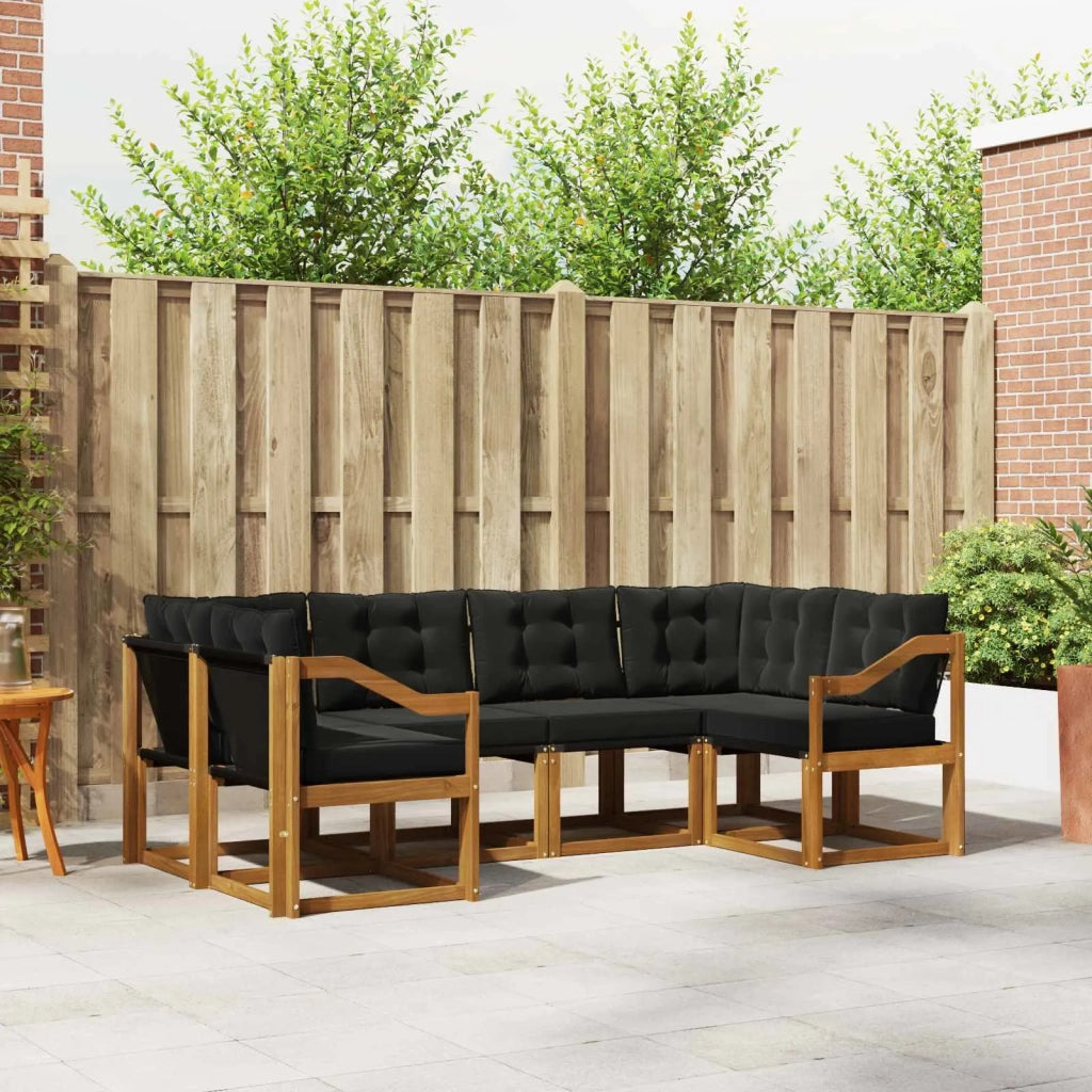 Set di divani da esterno con cuscino 6 pcs Naturale e Nero 3369011