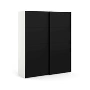 Guardaroba 2 ante Portlouis, Mobile camera da letto, Cabina armadio portabiti, Armadio appendiabiti, 182x62 h220 cm, Nero e Bianco