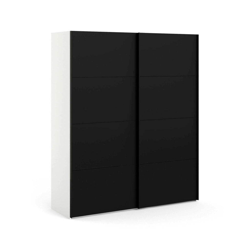 Guardaroba 2 ante Portlouis, Mobile camera da letto, Cabina armadio portabiti, Armadio appendiabiti, 182x62 h220 cm, Nero e Bianco