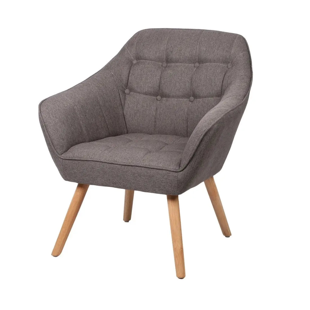 Poltrona in tessuto grigio scuro con piedi in legno – 74x70xH85 cm, altezza della seduta 43 cm – Collezione ARCTIKA