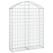 Cesto gabbione recinzione a gabbia muro di contenimento ad arco 100 x 30 x 120/140 cm ferro zincato argento 02_0039951