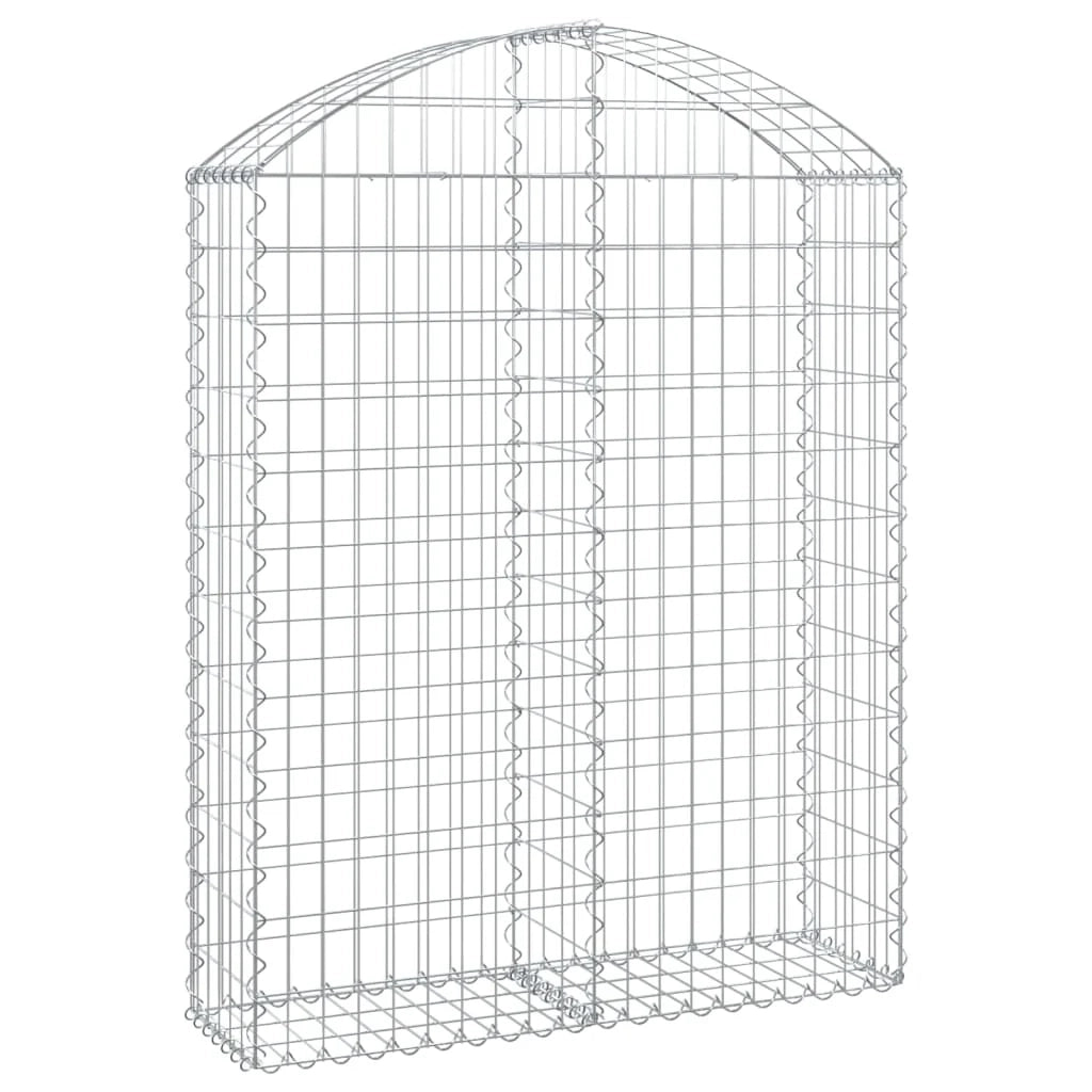 Cesto gabbione recinzione a gabbia muro di contenimento ad arco 100 x 30 x 120/140 cm ferro zincato argento 02_0039951