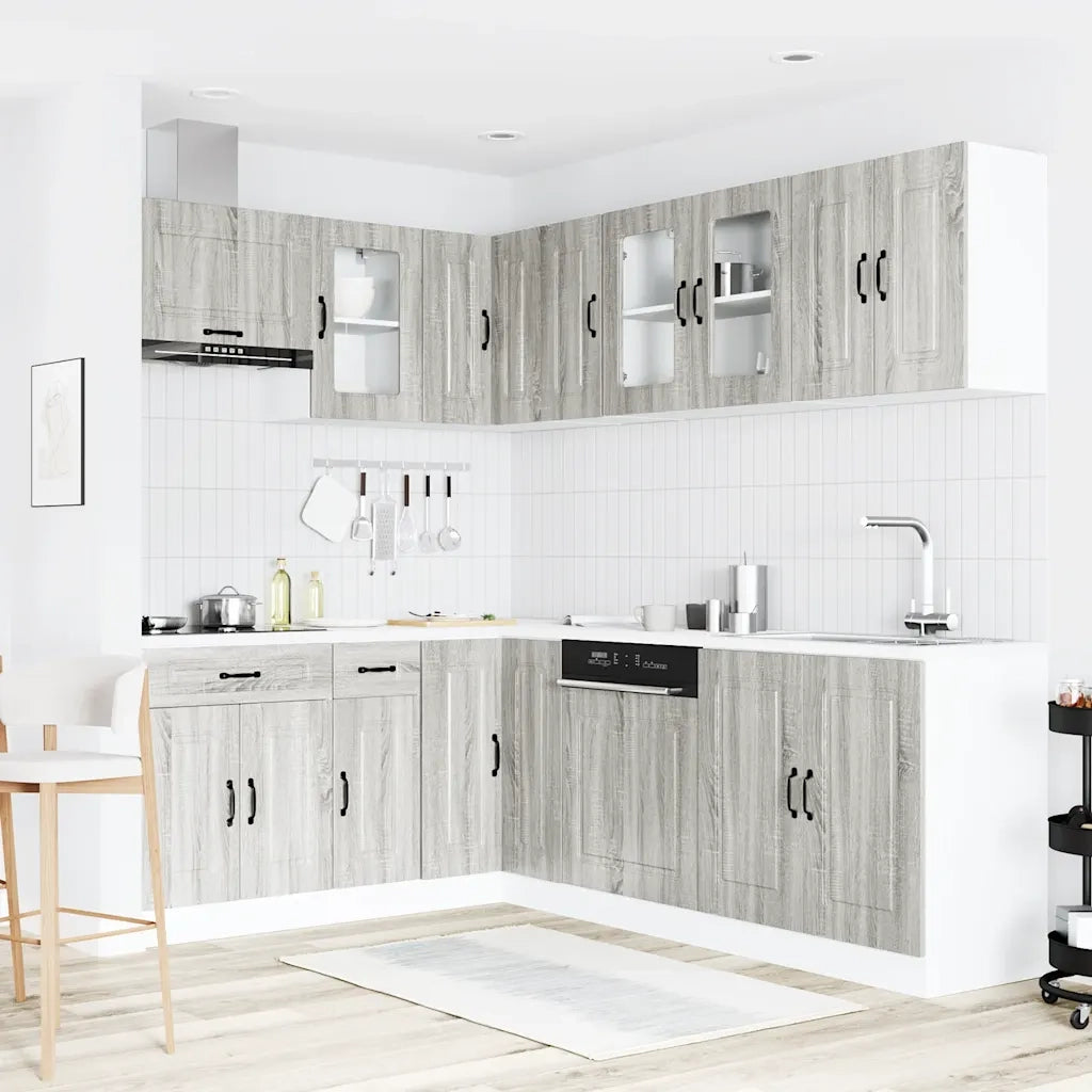 Set Mobili da Cucina 11 pz Kalmar Grigio Sonoma in Truciolato