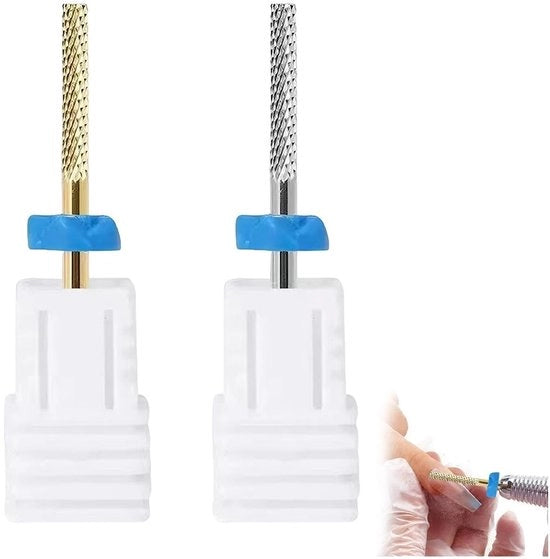 Set di due Nagelfreesjes per cura delle unghie - Testa di polire per rimozione delle cellule morte della pelle ungueale - Rimosso con delicatezza - Wolfraamcarbide duraturo - Utilizzo risparmiatore di tempo - Nagelvijl