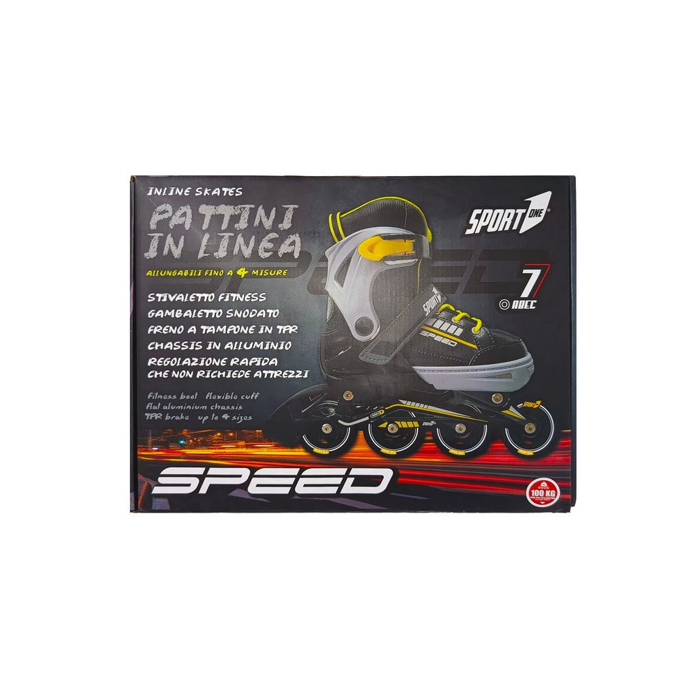 Pattini in Linea Roller Misura Regolabile 35-38 Freno a Tampone Nero e Grigio