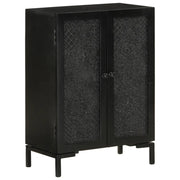Credenza Nera 55x30x77 cm in Legno Massello di Mango e Ferro 351645