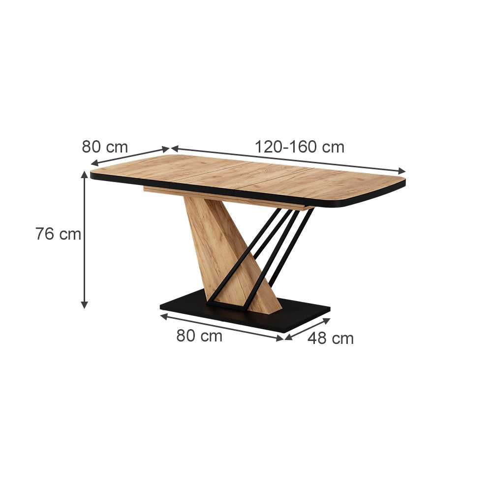 Vicco tavolo da pranzo allungabile Nero/quercia 120 x 80 cm estensibile
