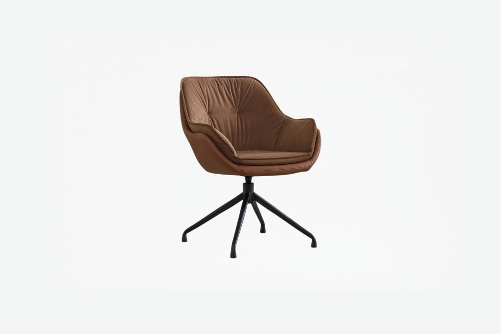 Poltrona girevole in pelle sintetica ergonomica con rotazione 360 gradi per camera da letto marrone 69 × 65 × 46 cm