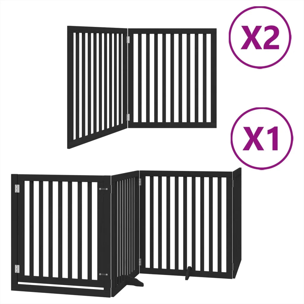Cancelletto di sicurezza per animali domestici porta pieghevole 8 pannelli legno di pioppo nero 02_0023257
