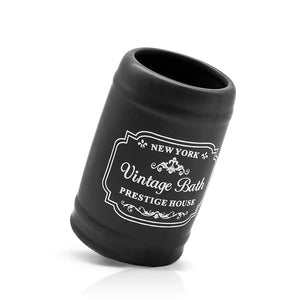 Set accessori bagno dispenser sapone e portaspazzolini in ceramica nera vintage