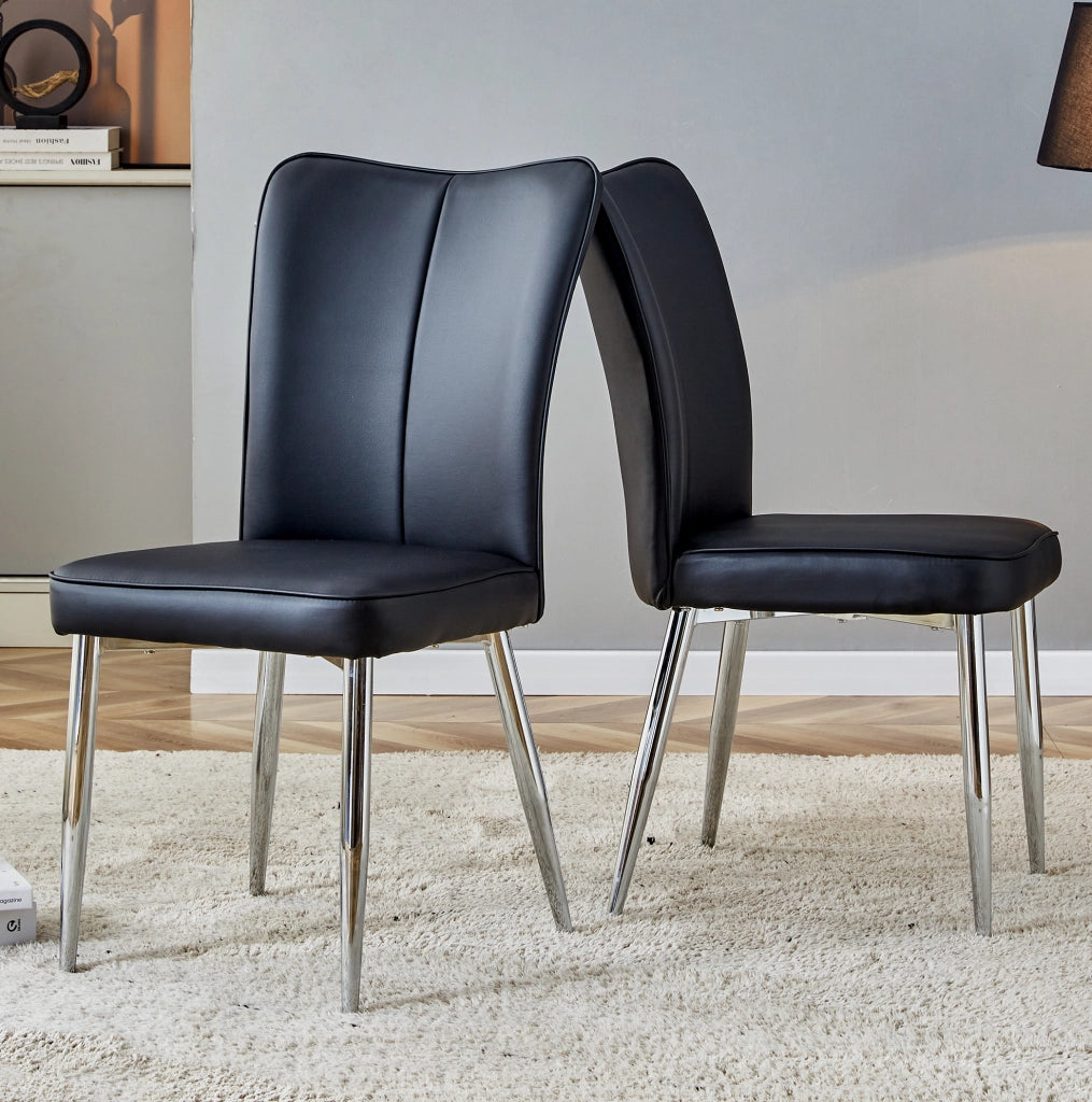 Set di 2 sedie da pranzo in PU nero con gambe argento