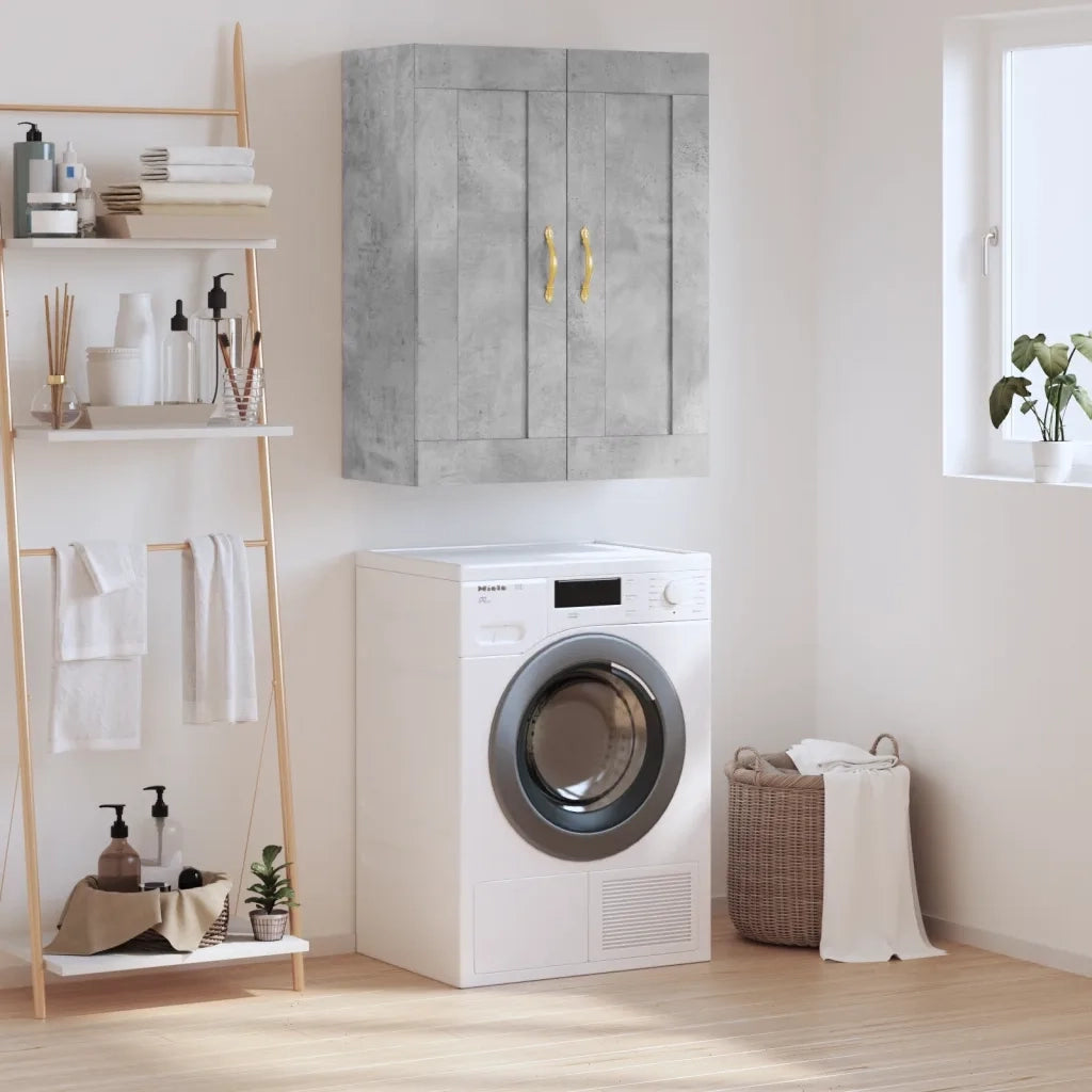 Armadietto a Muro | Mobile a Parete Grigio Cemento 69,5x34x90 cm Legno Multistrato
