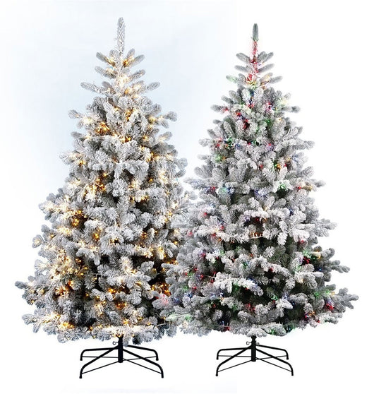 Albero di Natale Artificiale Floccato Effetto Realistico Innevato 180 cm 628 Rami con 2200 Luci Bianco Caldo e