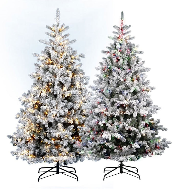 Albero di Natale Artificiale Floccato Effetto Realistico Innevato 210 cm 922 Rami con 3200 Luci Bianco Caldo e