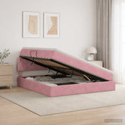 Letto con Contenitore con testiera Rosa 140 x 200 cm Velluto 3458876