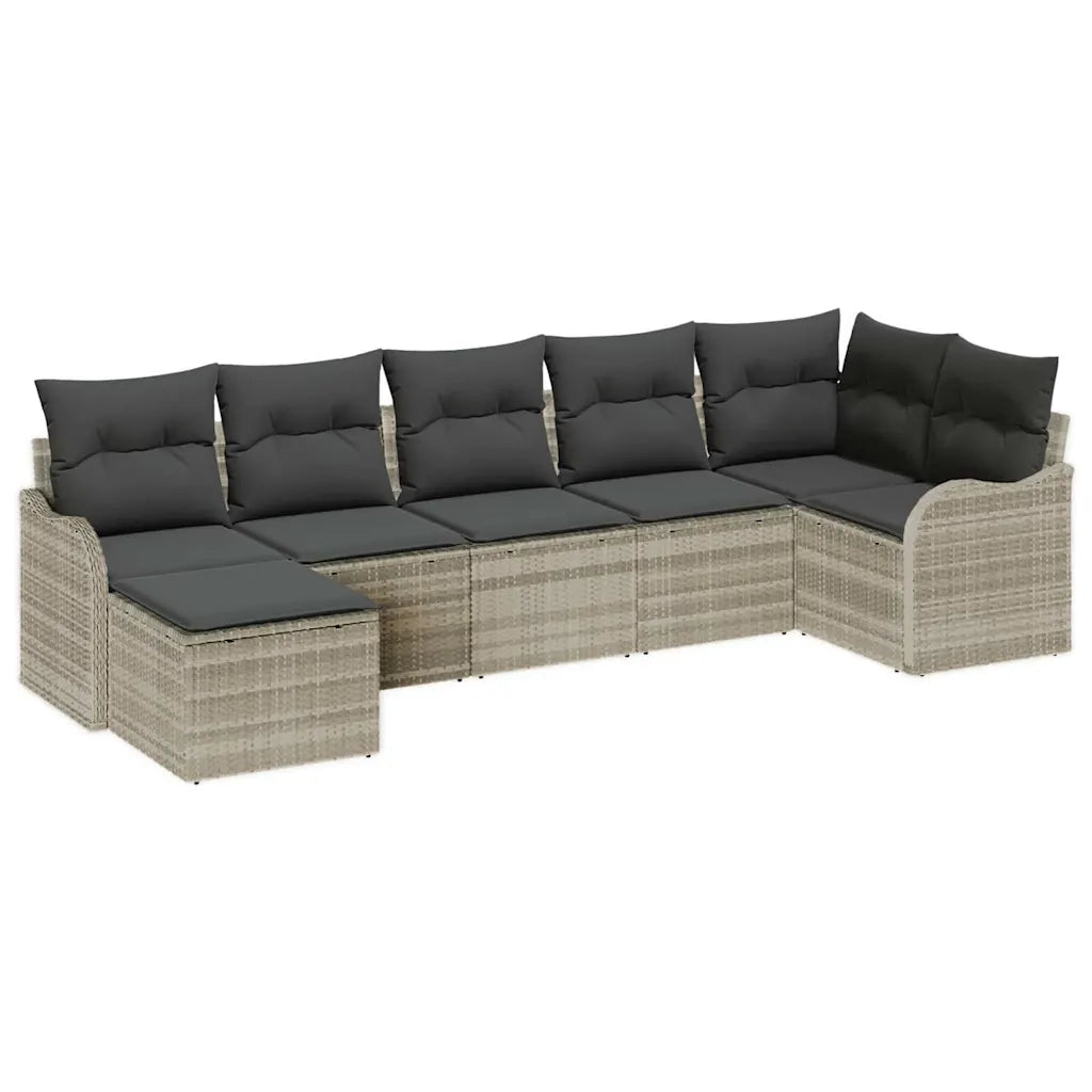 Set Divano da Giardino 7 pcs Grigio chiaro Poly Rattan 3354461