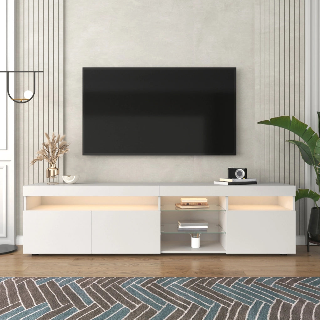 MOBILE TV moderno con LED 180x35x48 cm bianco in MDF